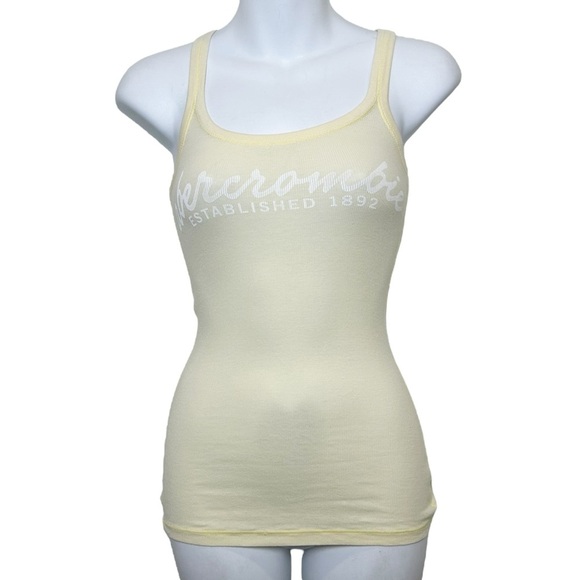 Abercrombie vintage butter yellow spellout tank top size medium stretch Y2K 90s - Picture 1 of 7